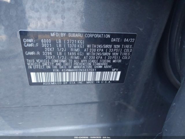 2022 SUBARU ASCENT 4S4WMARD2N3437591 Photo 8