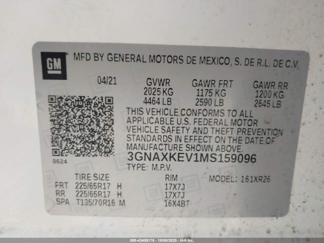 2021 CHEVROLET EQUINOX 3GNAXKEV1MS159096 Photo 8