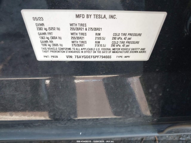 2023 TESLA MODEL Y 7SAYGDEF6PF794665 Photo 8