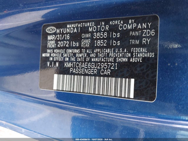 Hyundai dohc t-gdi gamma 2016 KMHTC6AE6GU295721 Image 9