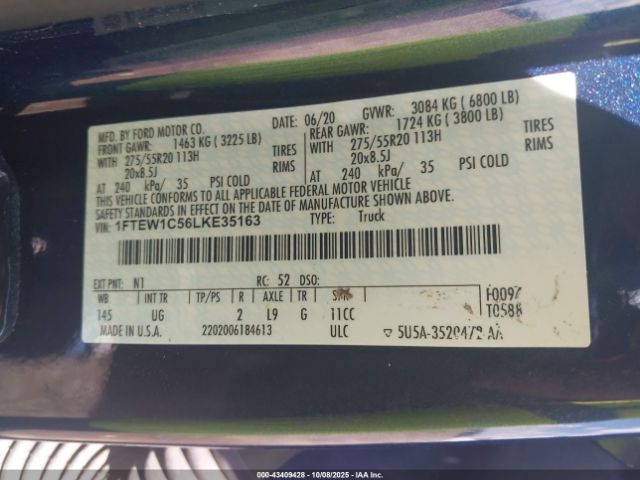 2020 FORD F-150 1FTEW1C56LKE35163 Photo 8