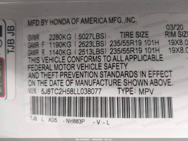 2020 ACURA RDX 5J8TC2H58LL038077 Photo 8