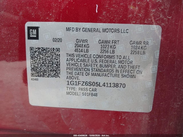 1G1FZ6S05L4113870 Chevrolet Bolt Ev Fwd Premier