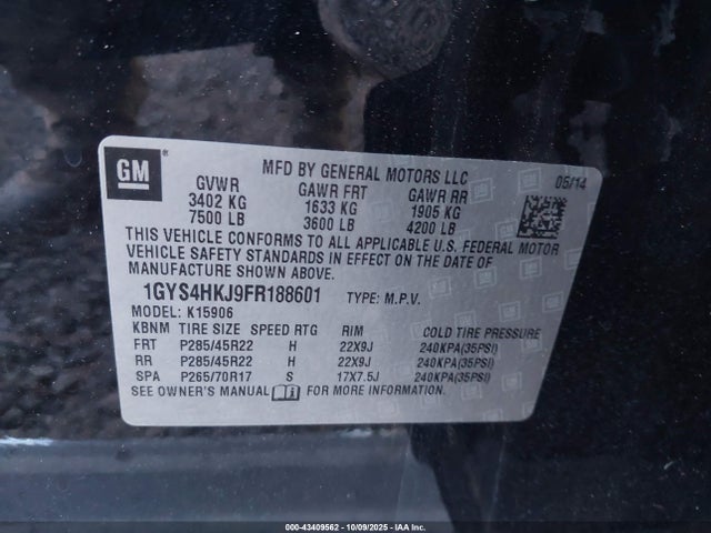 2015 CADILLAC ESCALADE ESV 1GYS4HKJ9FR188601 Photo 8