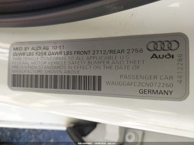 2012 AUDI A6 WAUGGAFC2CN072260 Photo 8