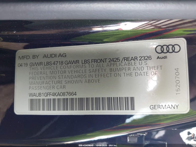 2019 AUDI S3 WAUB1GFF4KA087664 Photo 8