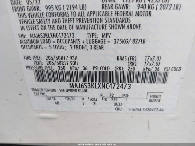 Ford Ecosport Titanium 2022 MAJ6S3KLXNC472473 Image 9