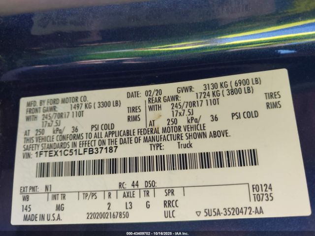 2020 FORD F-150 1FTEX1C51LFB37187 Photo 8