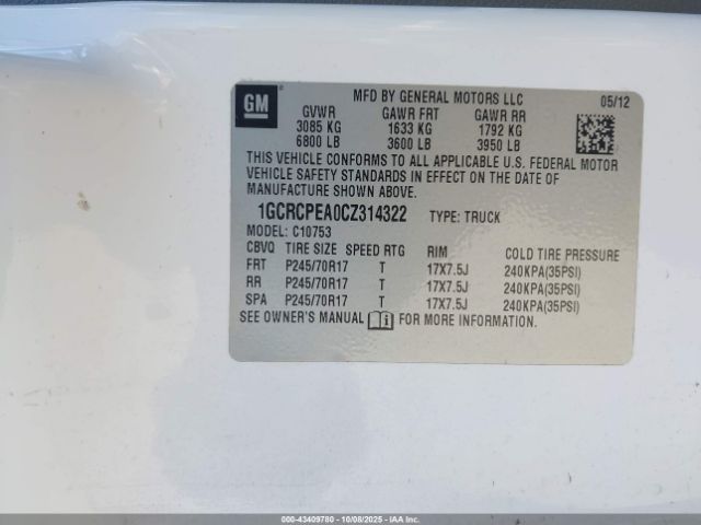 2012 CHEVROLET SILVERADO 1500 1GCRCPEA0CZ314322 Photo 8