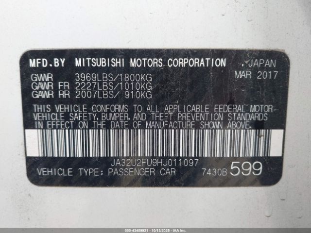 2017 MITSUBISHI LANCER JA32U2FU9HU011097 Photo 8