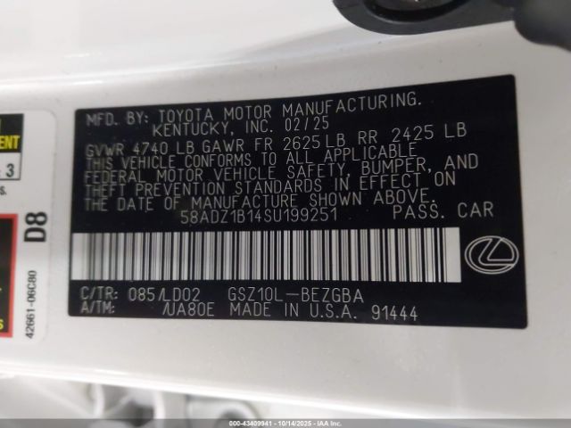 2025 LEXUS ES 350 58ADZ1B14SU199251 Photo 8