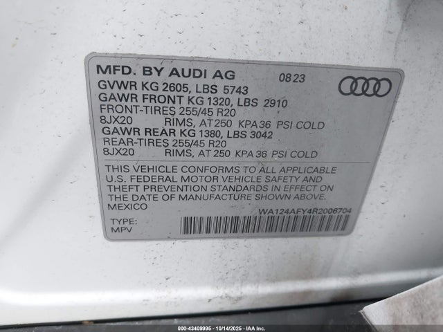 2024 AUDI SQ5 SPORTBACK WA124AFY4R2006704 Photo 8