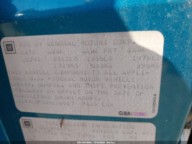 1992 CHEVROLET CORVETTE 1G1YY23P0N5108637 Photo 8