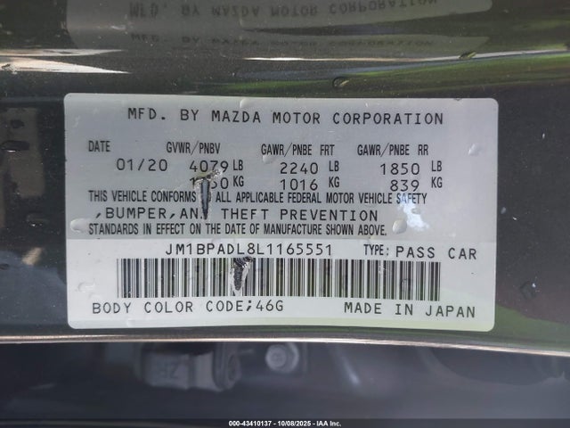 JM1BPADL8L1165551 Mazda Mazda3 Preferred Package