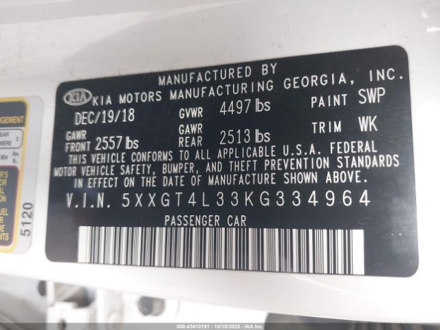 2019 KIA OPTIMA 5XXGT4L33KG334964 Photo 8