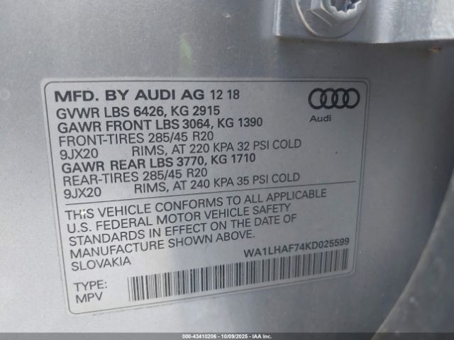 2019 AUDI Q7 WA1LHAF74KD025599 Photo 8