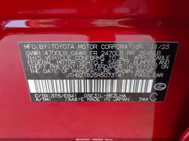 2024 LEXUS IS 350 JTHBZ1B25R5073141 Photo 8