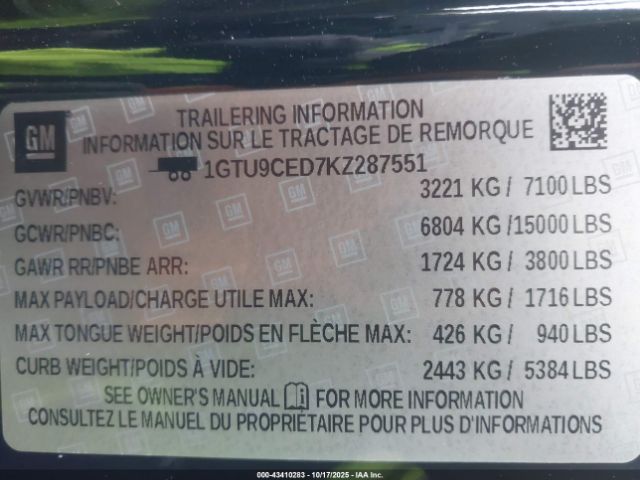 2019 GMC SIERRA 1500 1GTU9CED7KZ287551 Photo 8
