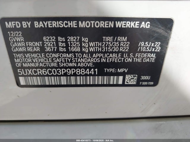Aukcja sprzedaży 2023 Bmw X5 Xdrive40i, vin: 5UXCR6C03P9P88441, numer aukcji: 43410373