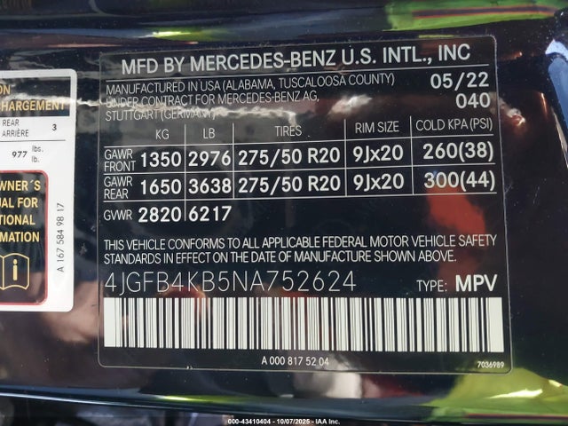 Mercedes-Benz m264 2022 4JGFB4KB5NA752624 Image 9