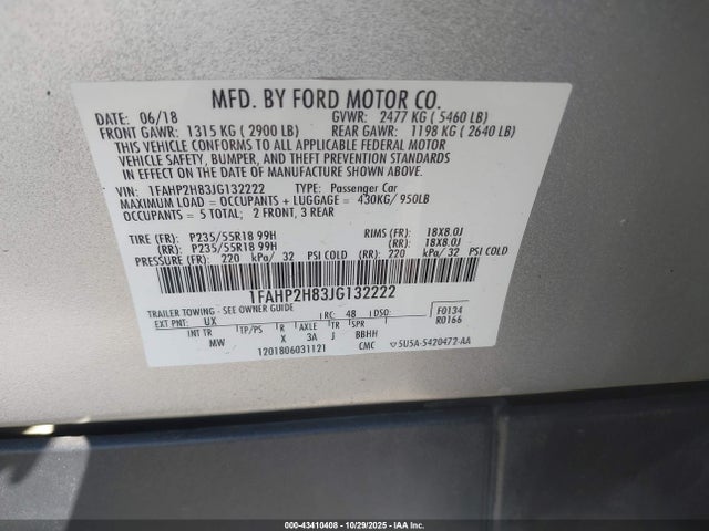 1FAHP2H83JG132222 Ford 3.5l ti-vct