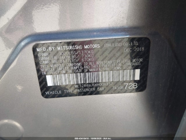 2019 MITSUBISHI MIRAGE ML32A4HJ6KH006337 Photo 8