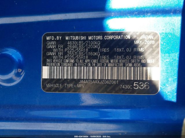 2018 MITSUBISHI ECLIPSE CROSS JA4AT5AAXJZ062061 Photo 8