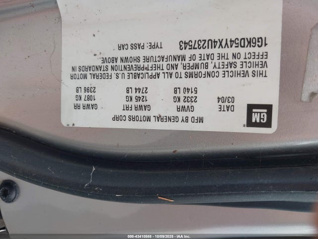 2004 CADILLAC DEVILLE 1G6KD54YX4U237543 Photo 8