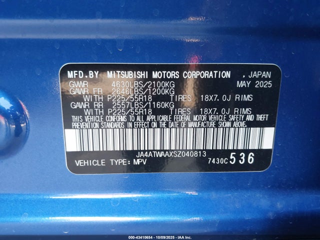 JA4ATWAAXSZ040813 Mitsubishi tc/ic mivec