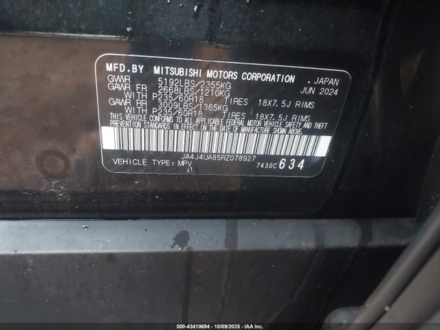 2024 MITSUBISHI OUTLANDER JA4J4UA85RZ078927 Photo 8