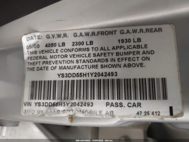 2000 SAAB 9-3 YS3DD55H1Y2042493 Photo 8