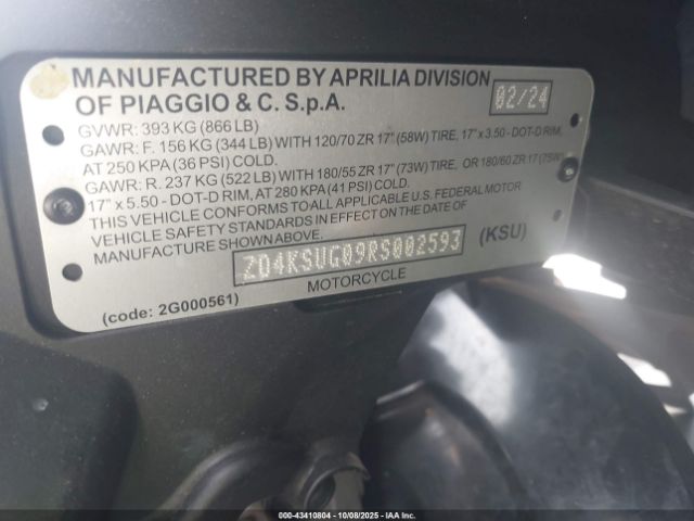 2024 APRILIA RS ZD4KSUG09RS002593 Photo 9