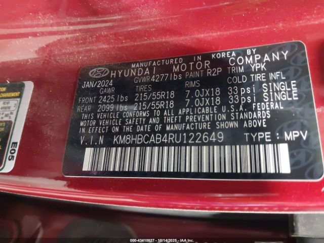 2024 HYUNDAI KONA KM8HBCAB4RU122649 Photo 8