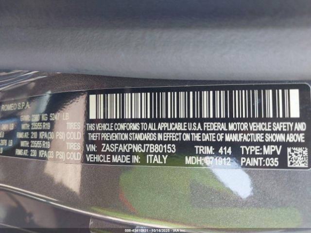 2018 ALFA ROMEO STELVIO ZASFAKPN6J7B80153 Photo 8