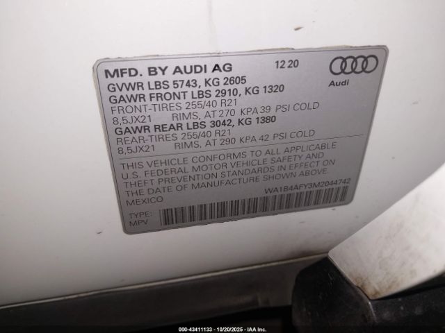2021 AUDI SQ5 WA1B4AFY3M2044742 Photo 8