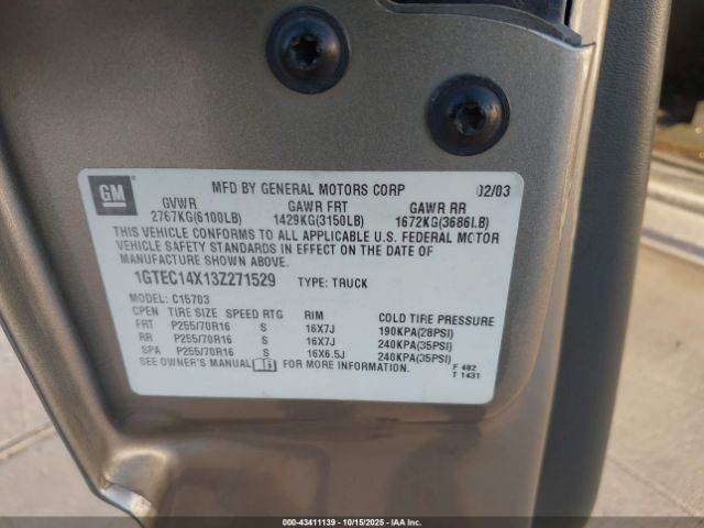 2003 GMC SIERRA 1500 1GTEC14X13Z271529 Photo 8