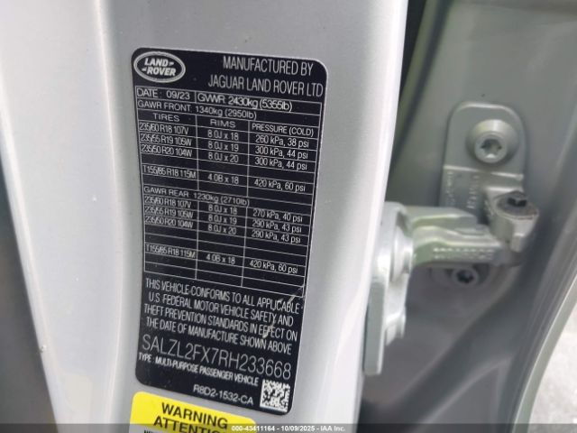 2024 LAND ROVER RANGE ROVER EVOQUE SALZL2FX7RH233668 Photo 8