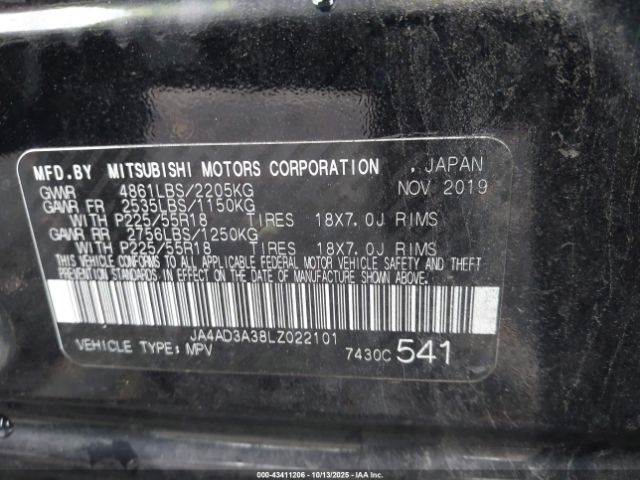 2020 MITSUBISHI OUTLANDER JA4AD3A38LZ022101 Photo 8