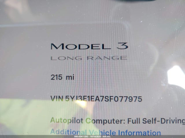 2025 TESLA MODEL 3 5YJ3E1EA7SF077975 Photo 6