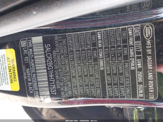 2017 LAND ROVER DISCOVERY SPORT SALCR2BG1HH717537 Photo 8