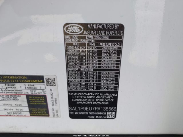 2023 LAND ROVER RANGE ROVER SPORT SAL1P9EU7PA138566 Photo 8