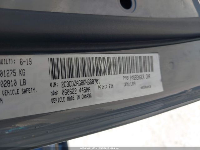 2019 DODGE CHALLENGER 2C3CDZAG8KH668701 Photo 8