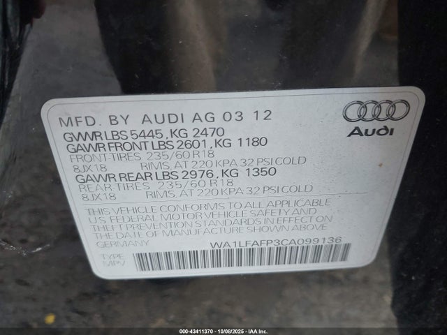 2012 AUDI Q5 WA1LFAFP3CA099136 Photo 8