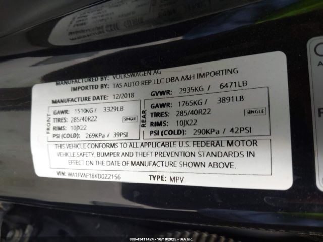 2019 AUDI Q8 WA1FVAF18KD022156 Photo 8