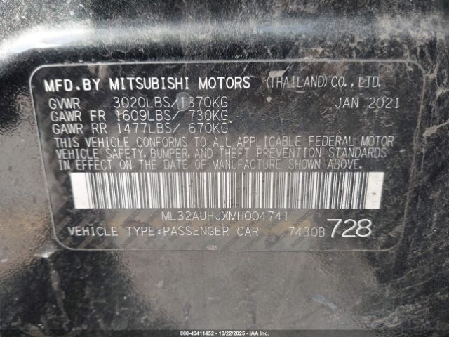 2021 MITSUBISHI MIRAGE ML32AUHJXMH004741 Photo 8