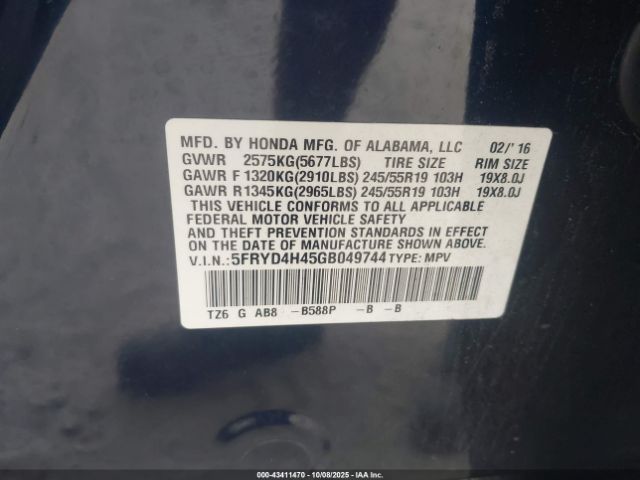 2016 ACURA MDX 5FRYD4H45GB049744 Photo 8