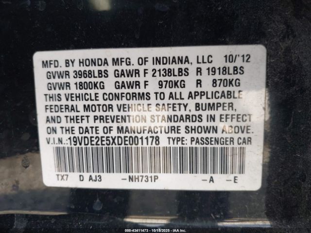 2013 ACURA ILX 19VDE2E5XDE001178 Photo 8