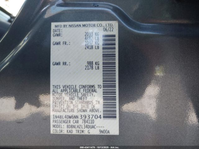 2022 NISSAN ALTIMA 1N4BL4DW6NN393704 Photo 8