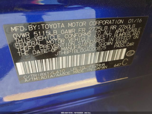 2016 LEXUS GS F JTHBP1BL0GA000875 Photo 8