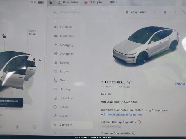 2026 Tesla Model Y Rwd მანქანა იყიდება აუქციონზე, vin: 7SAYGDED0TA456796, აუქციონის ნომერი: 43411683